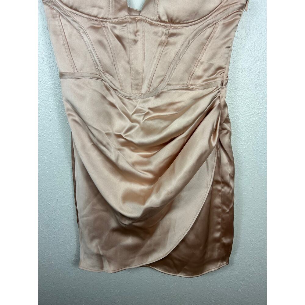 Zara Bustier Corset Satin Mini Dress Champagne Medium - Picture 4 of 14